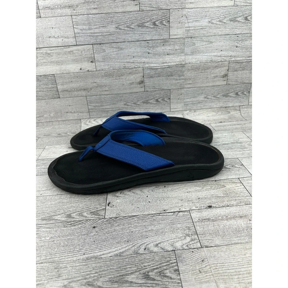 Olukai Ohana Men Flip Flops Blue Black Sandals 10110A-AH40 Size 11